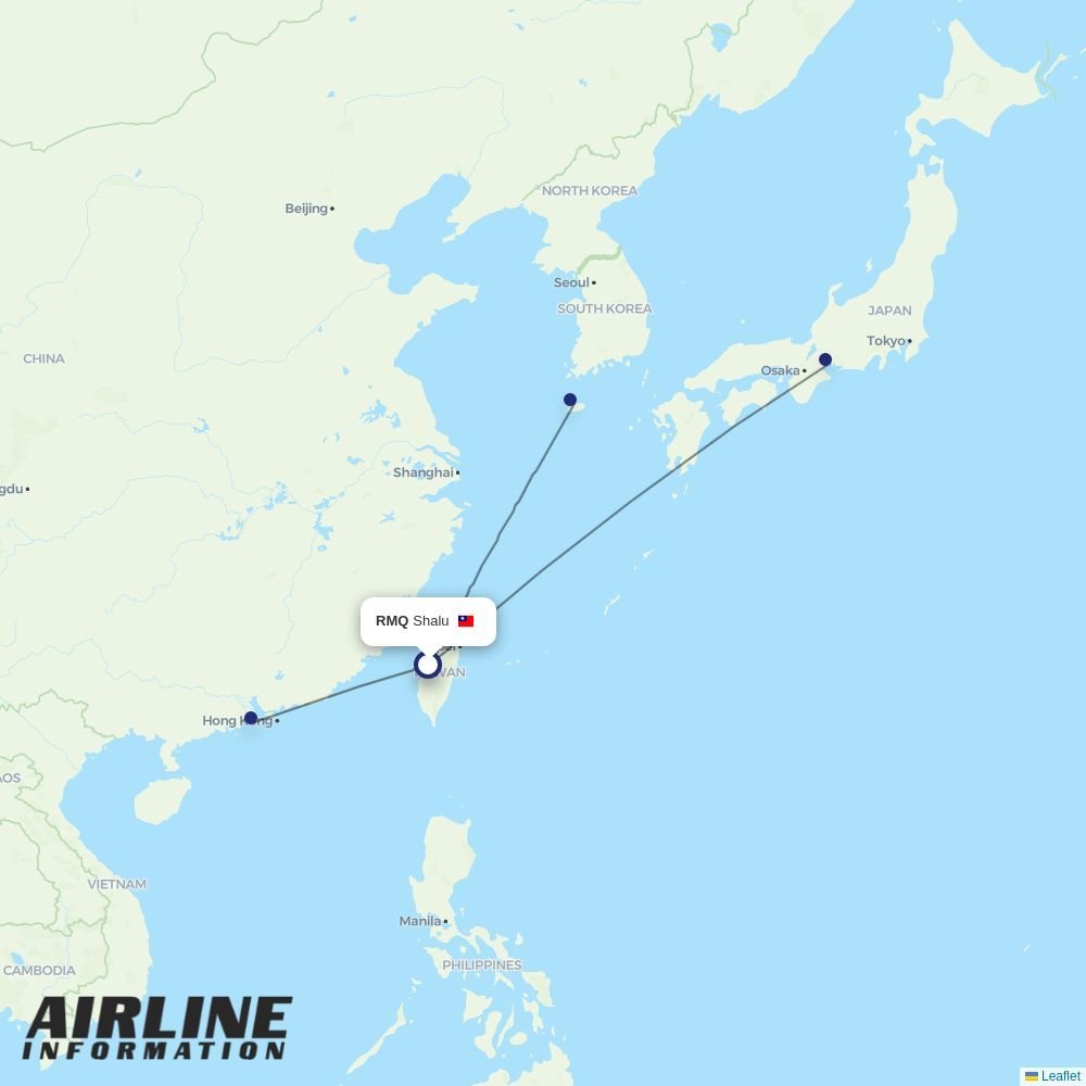 Tigerair Taiwan routes from RMQ