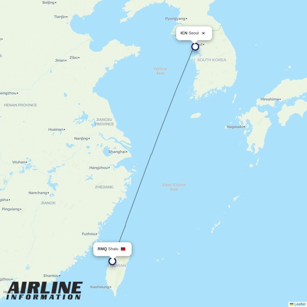 Jin Air routes from RMQ