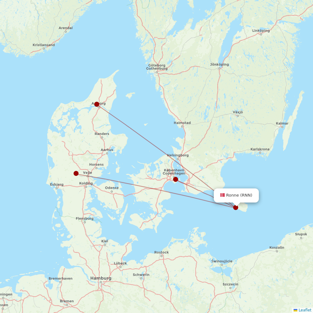 Danish Air at RNN route map