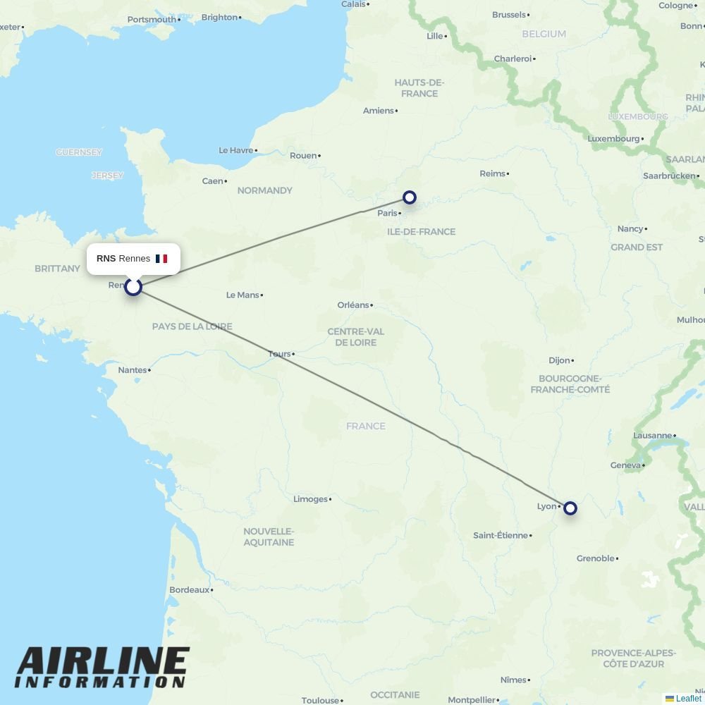 Air France routes from RNS