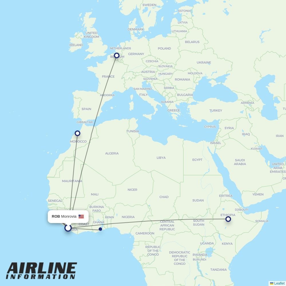 Ethiopian routes from ROB