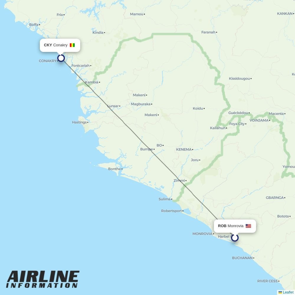 Air Cote DIvoire routes from ROB
