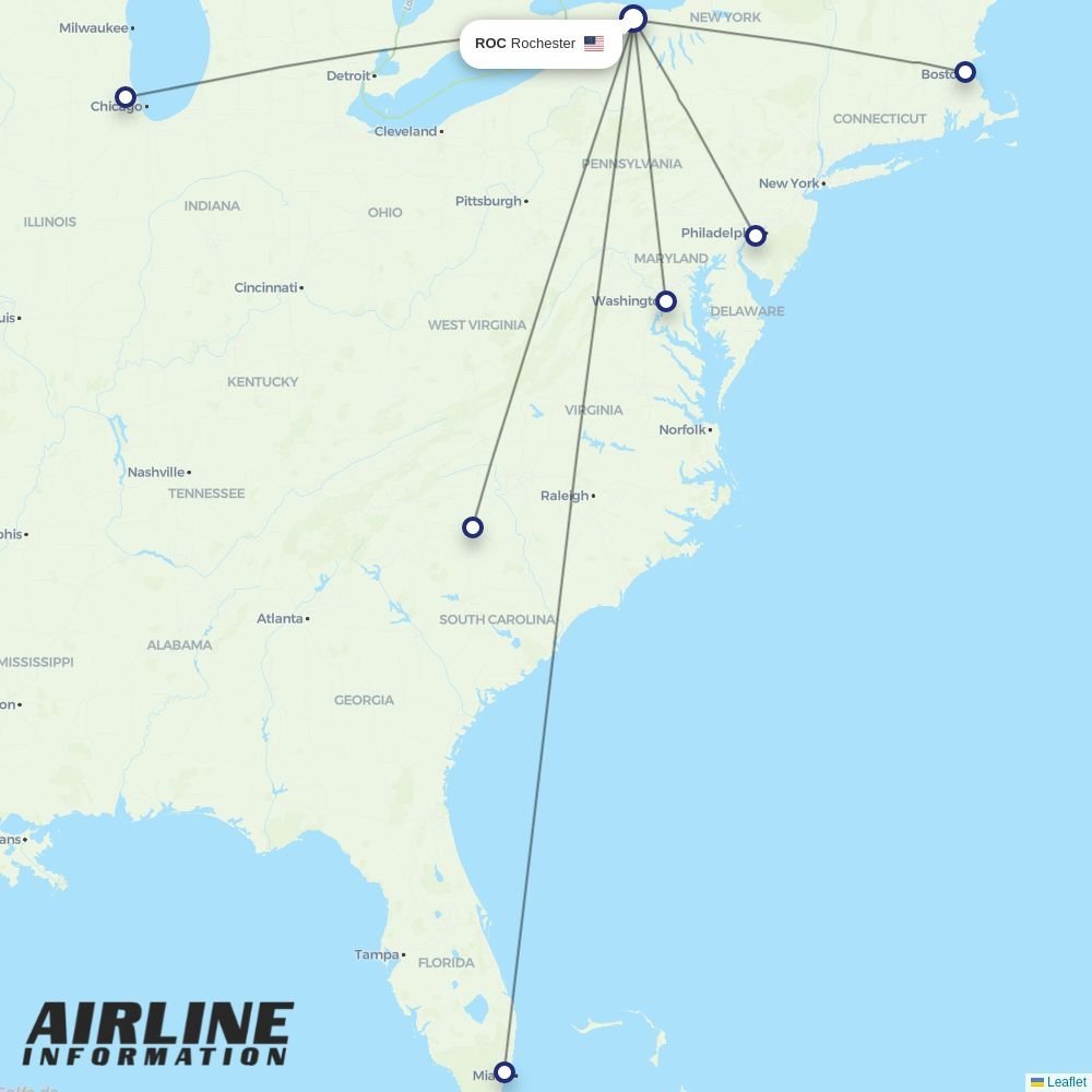 American Airlines routes from ROC