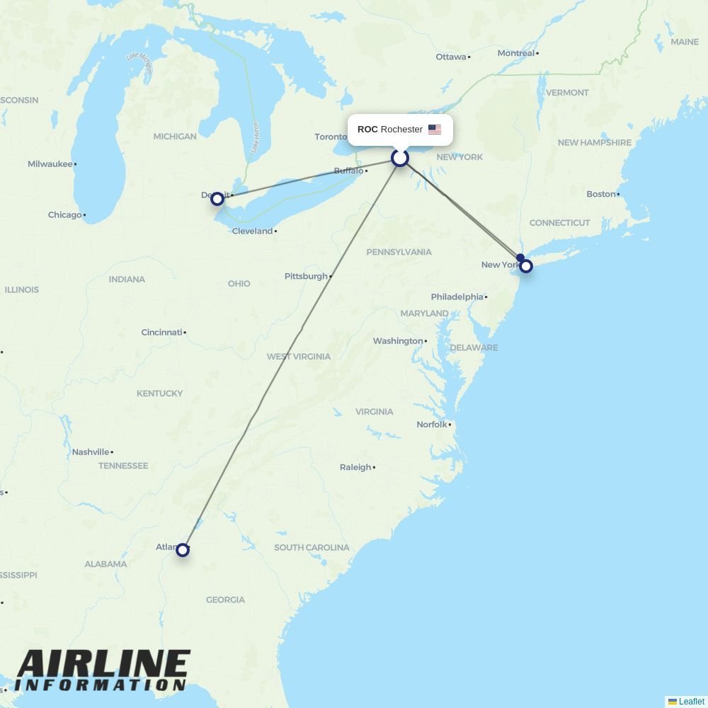 Delta routes from ROC