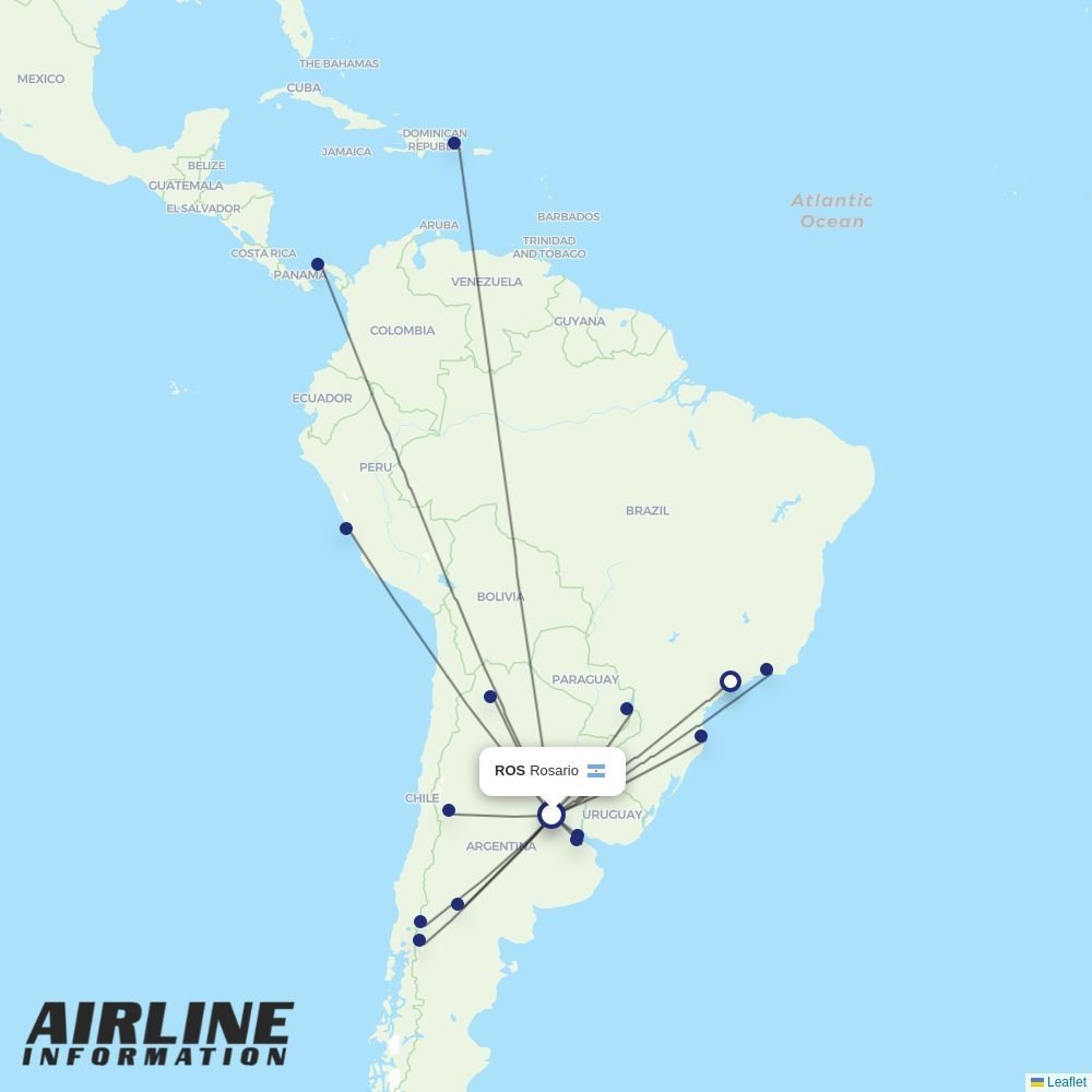 Aerolineas Argentinas routes from ROS