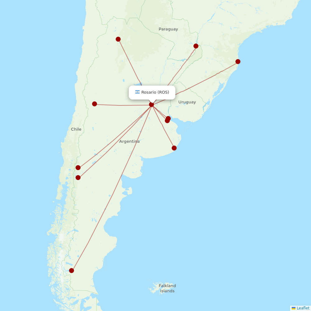 Aerolineas Argentinas at ROS route map