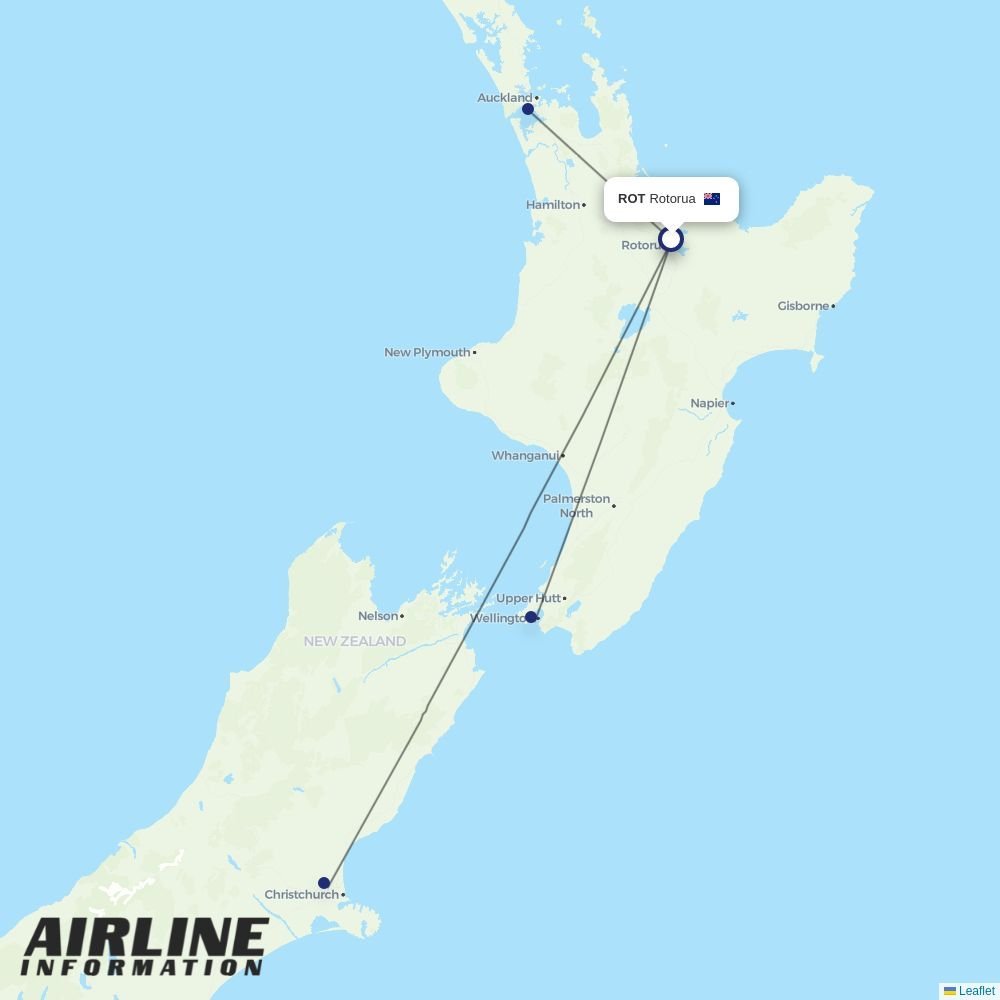 Air New Zealand routes from ROT
