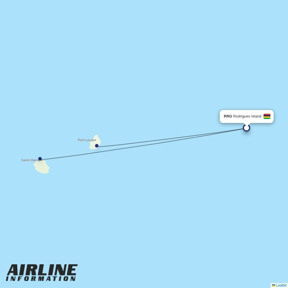 Air Mauritius routes from RRG