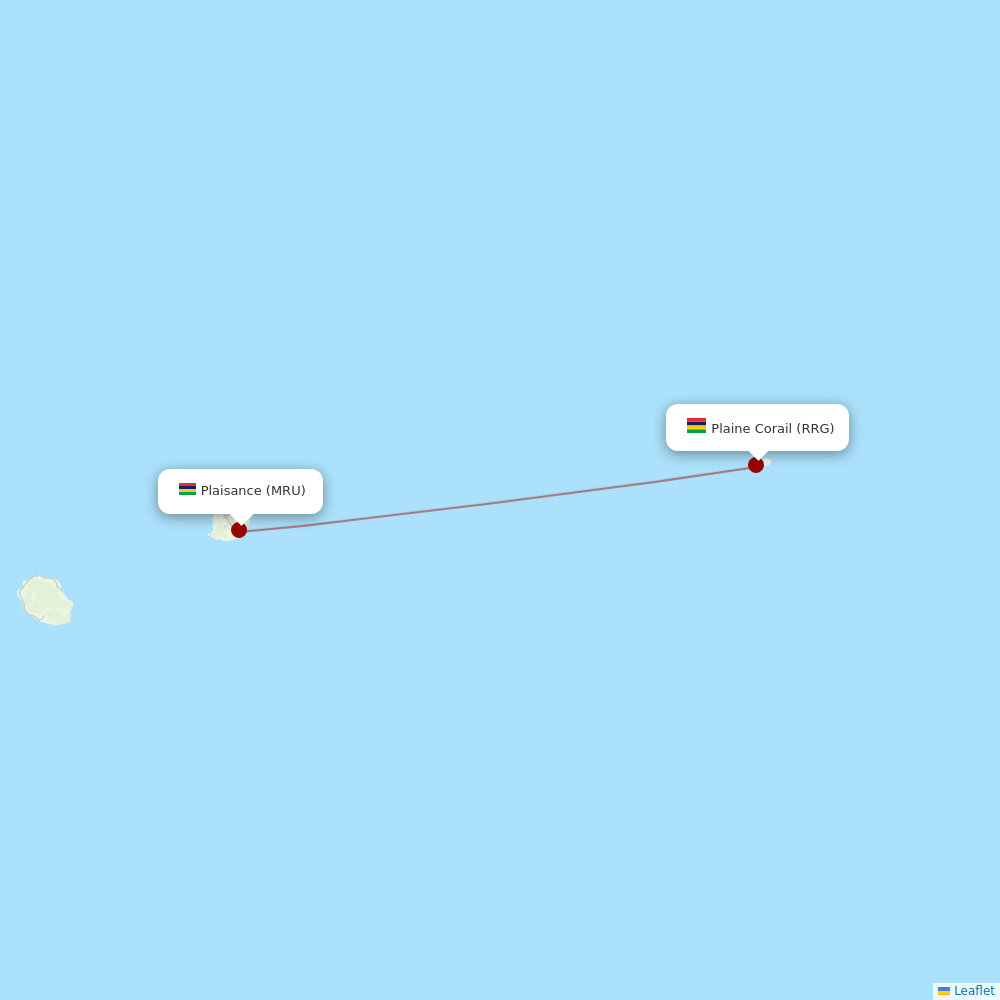 Air Mauritius at RRG route map