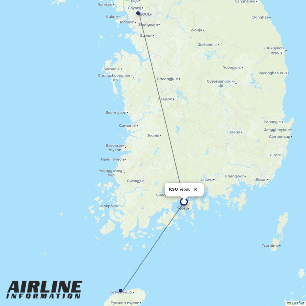 Asiana routes from RSU