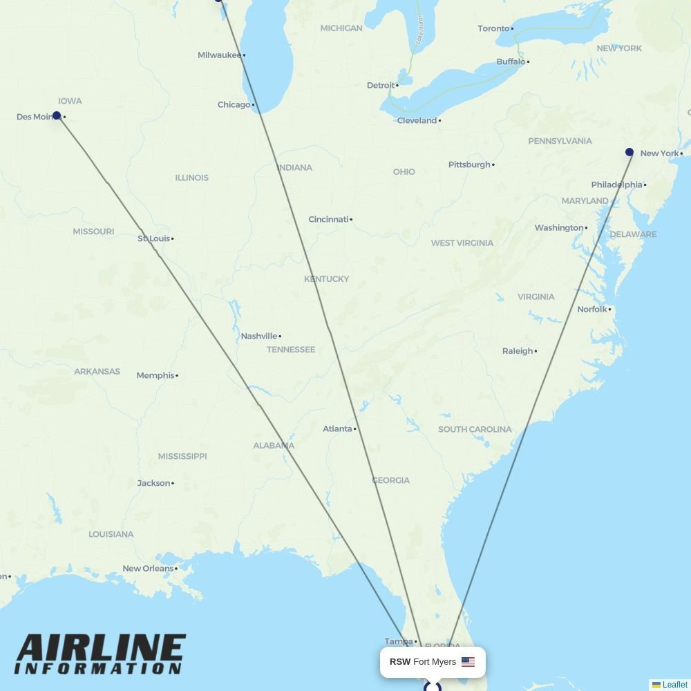 Allegiant routes from RSW