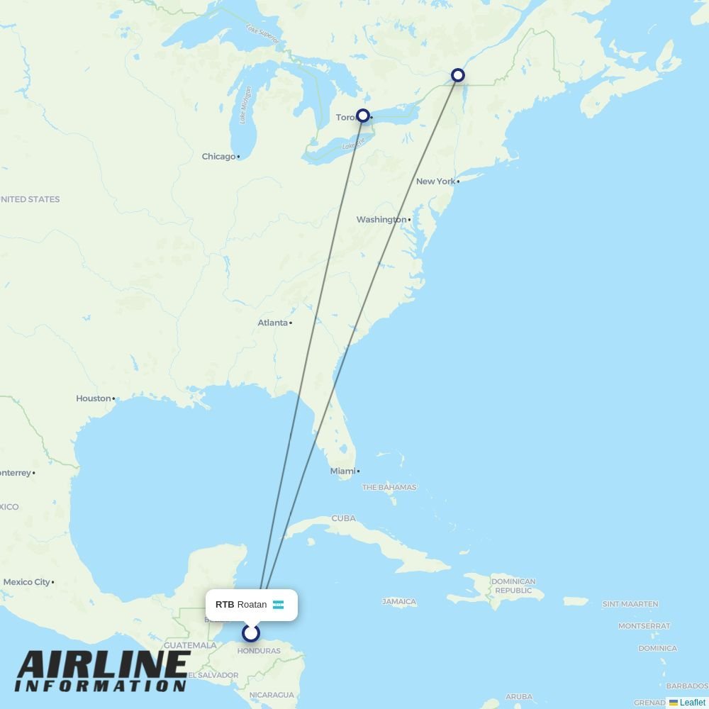 WestJet routes from RTB