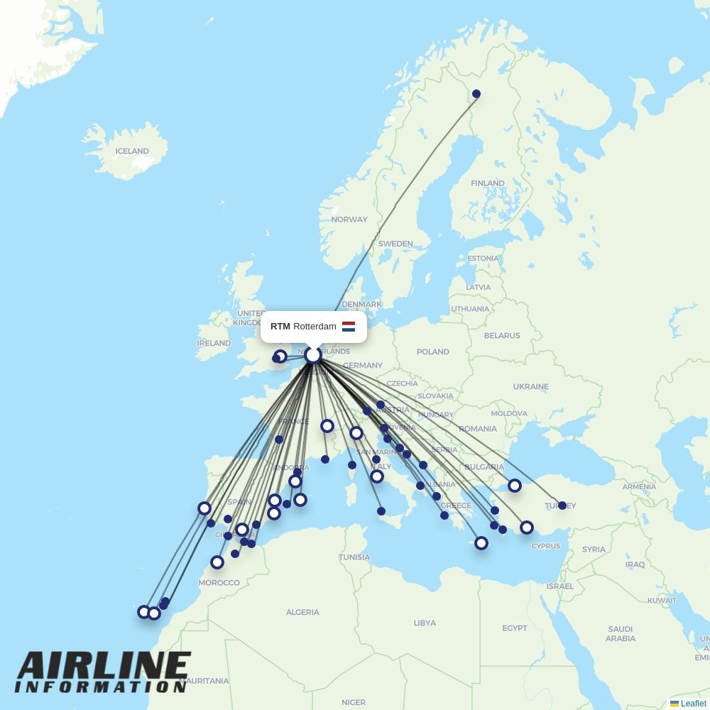 TUIfly Netherlands routes from RTM
