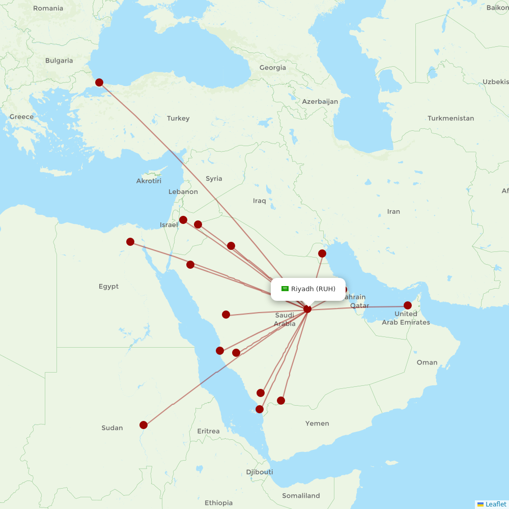 Flyadeal at RUH route map