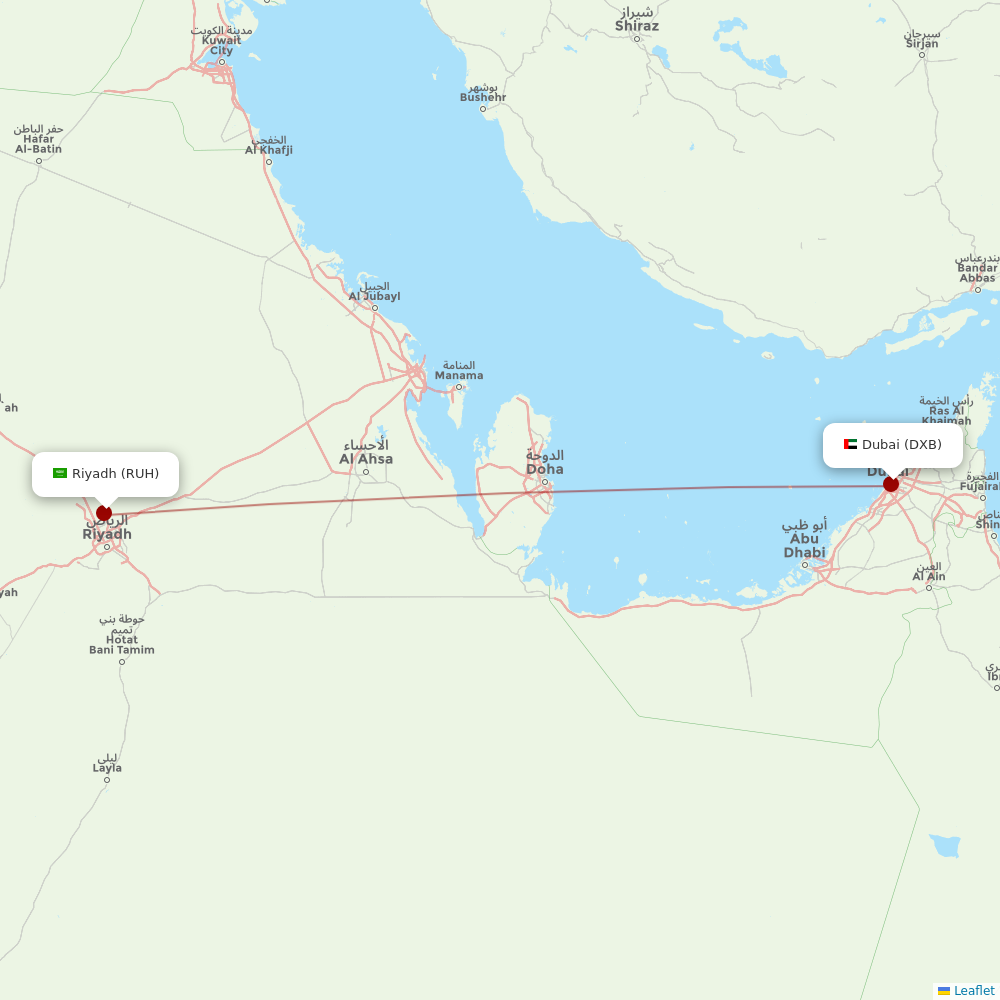 flydubai at RUH route map