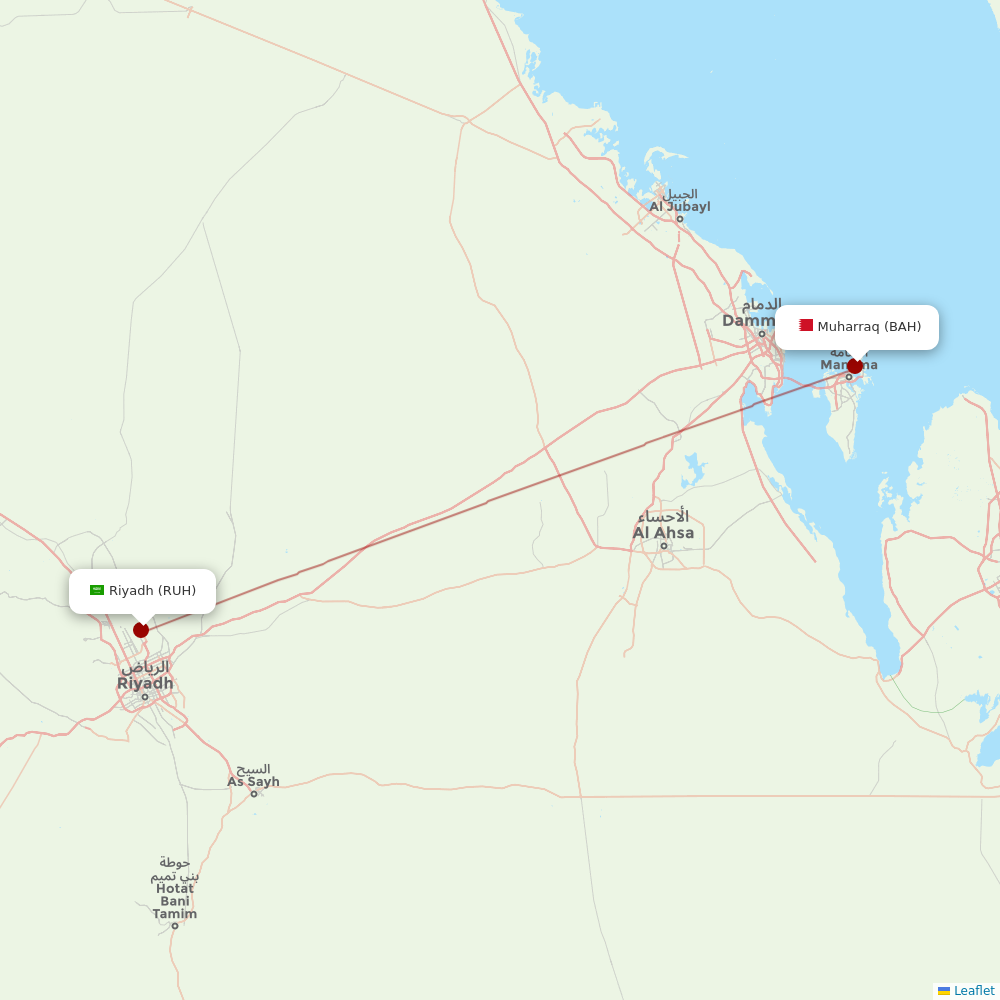 Gulf Air at RUH route map