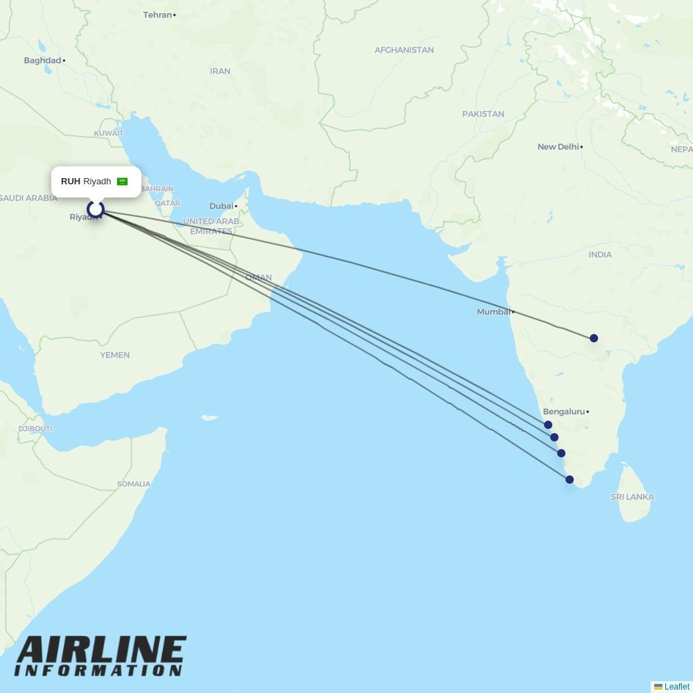 Air India Express routes from RUH