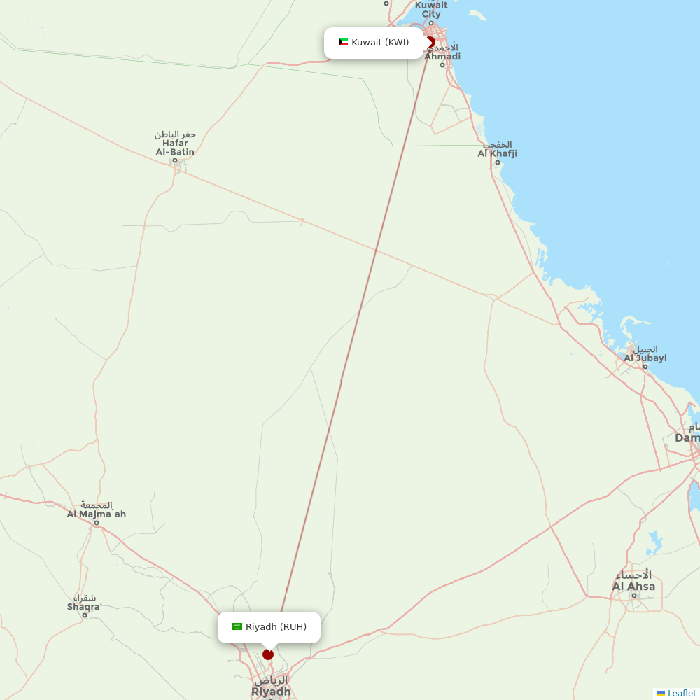 Jazeera Airways at RUH route map