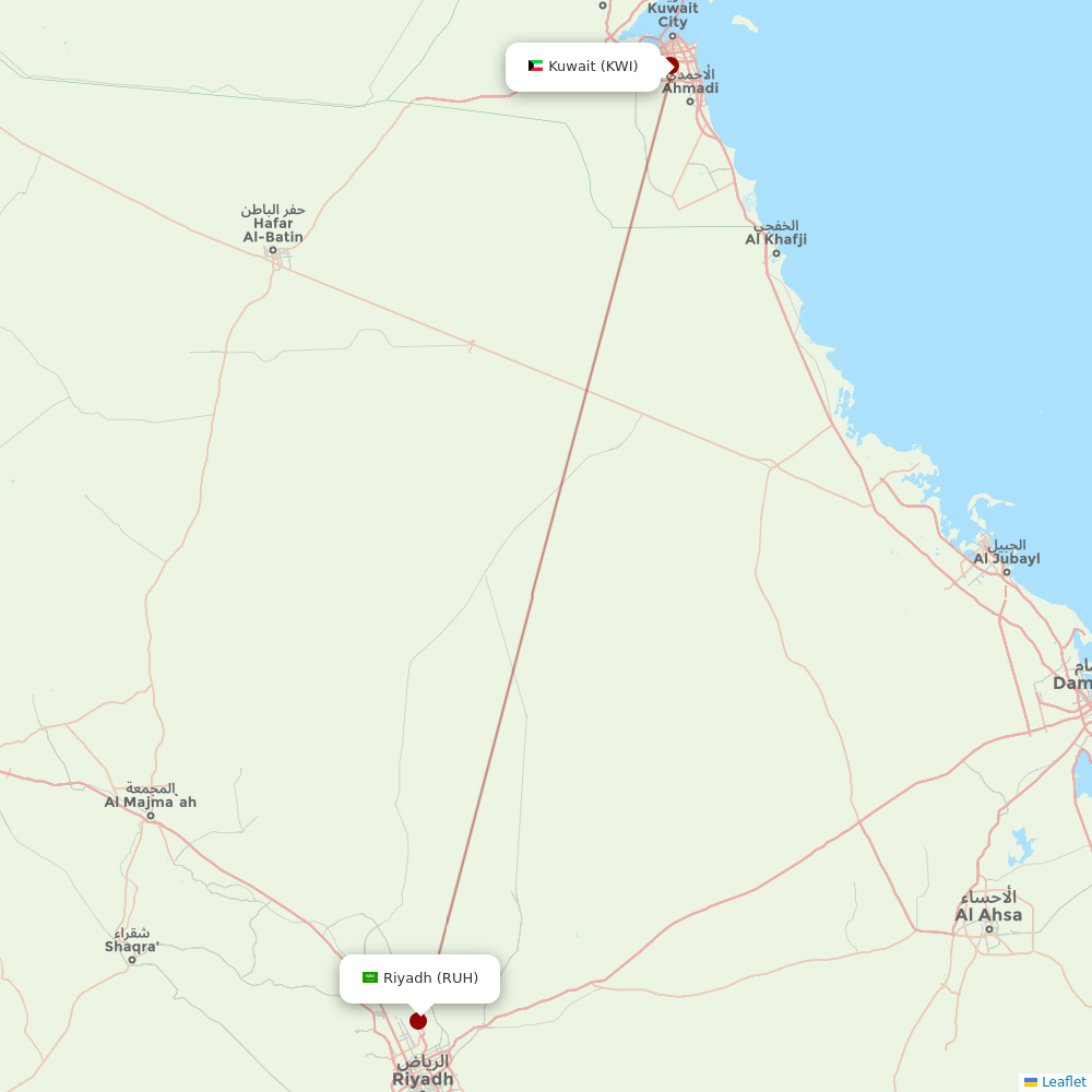 Kuwait Airways at RUH route map