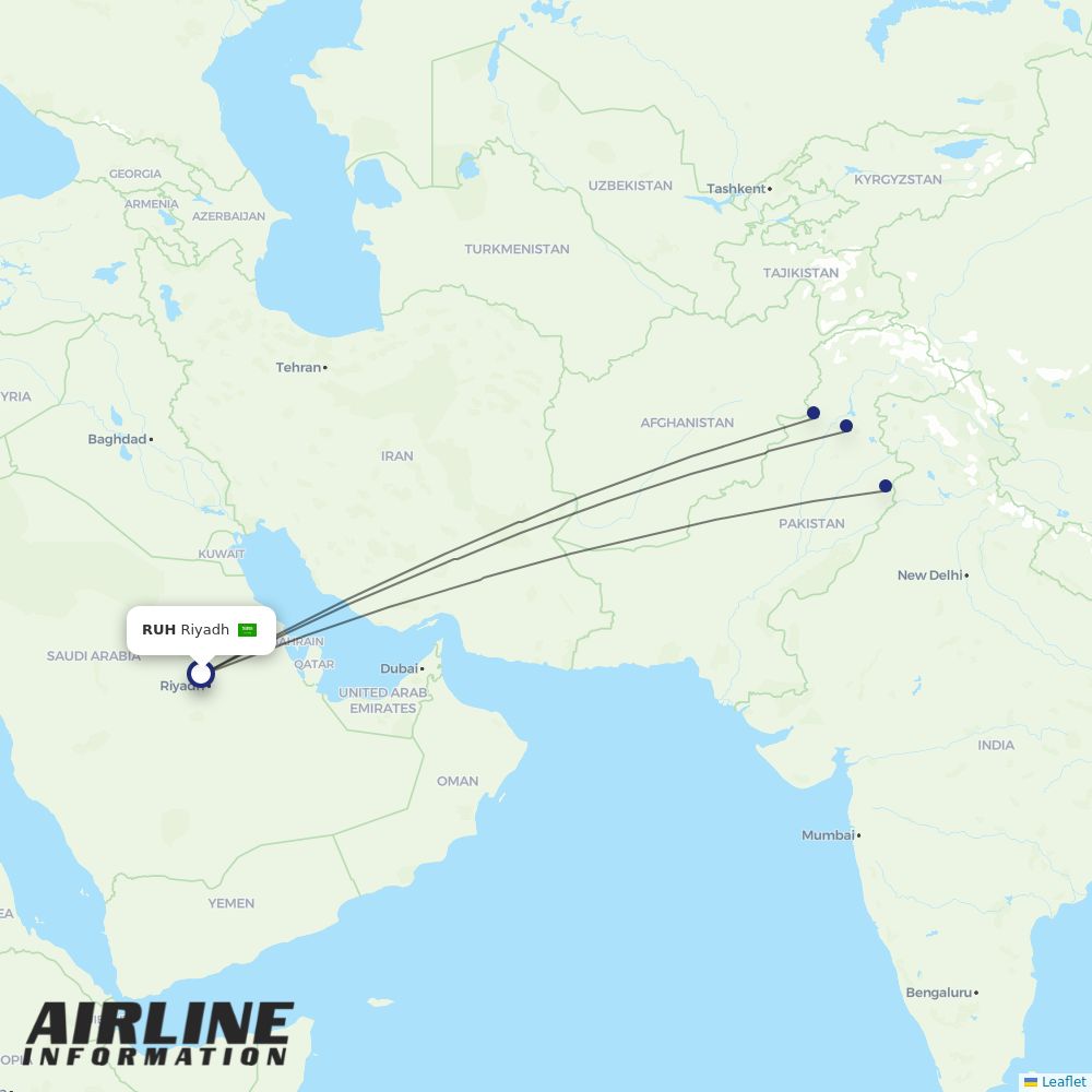 PIA routes from RUH