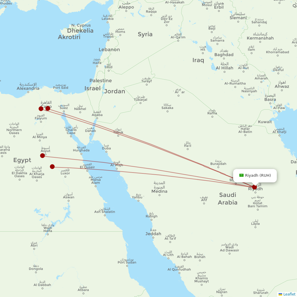 Air Cairo at RUH route map