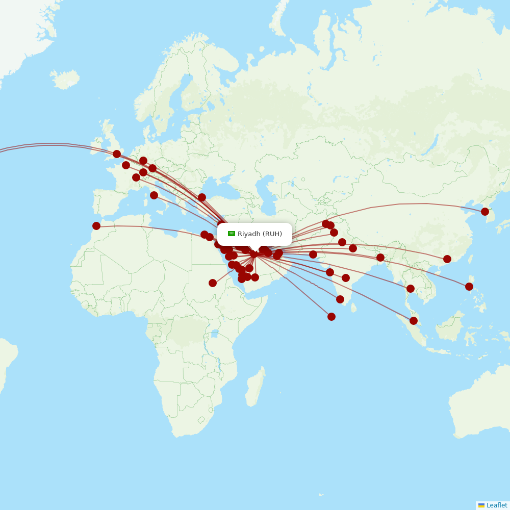 Saudia at RUH route map
