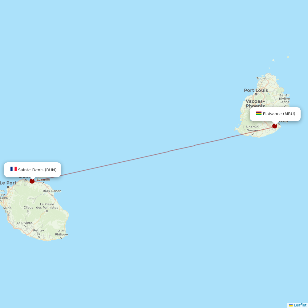 Air Mauritius at RUN route map