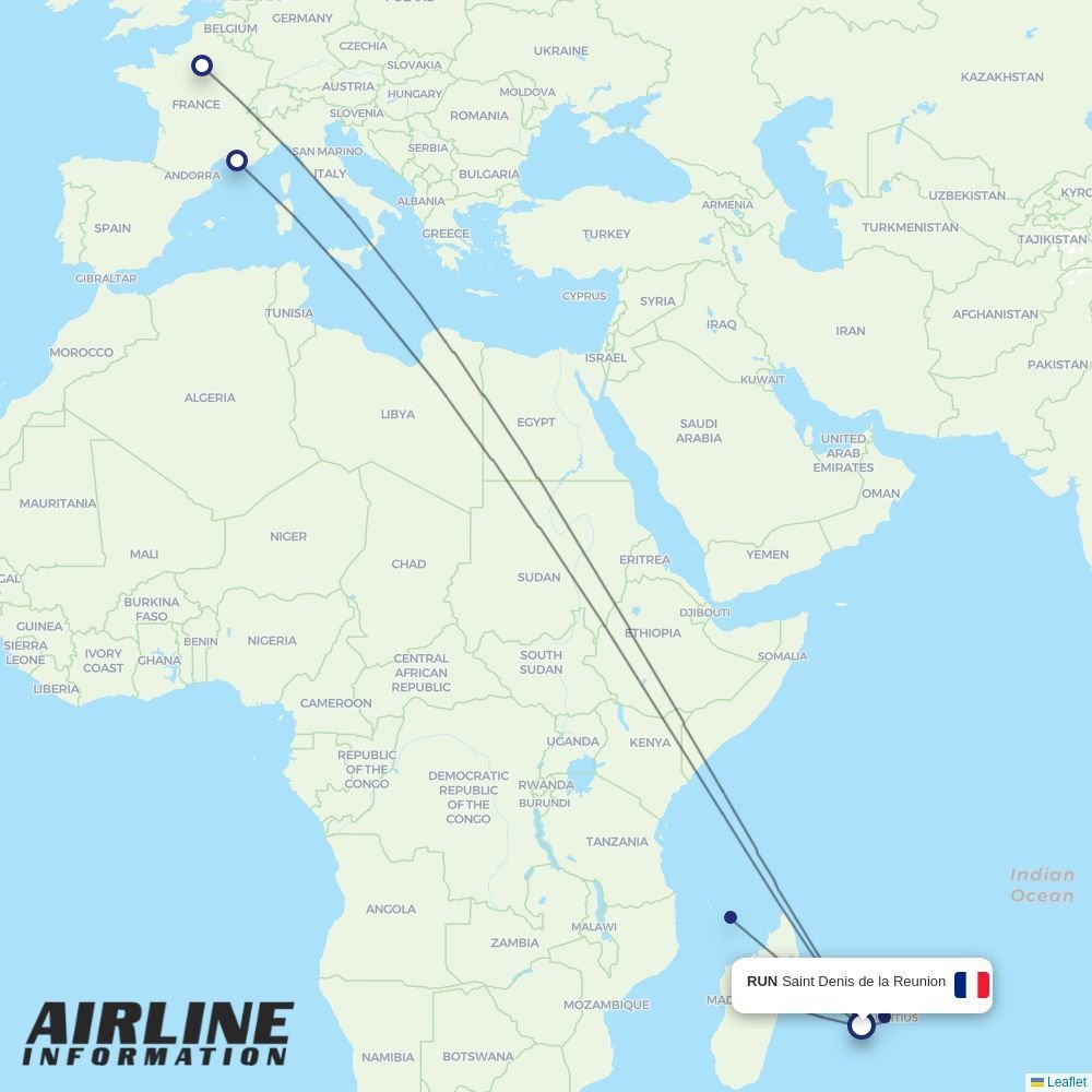 Corsair routes from RUN