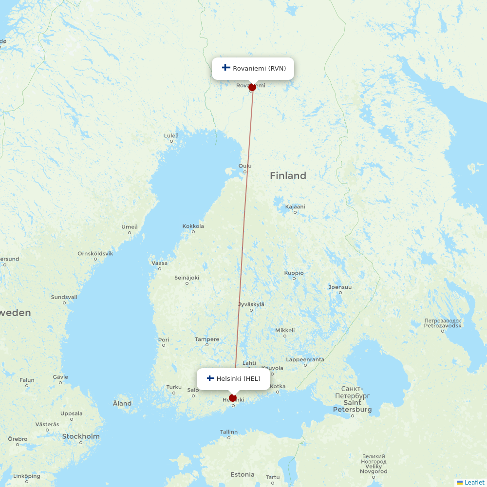 Finnair at RVN route map
