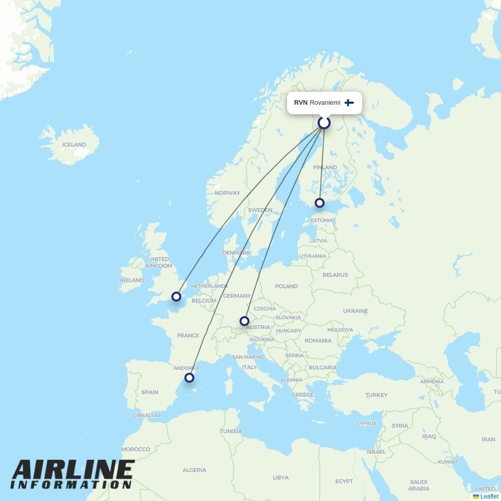 Norwegian Air Sweden routes from RVN