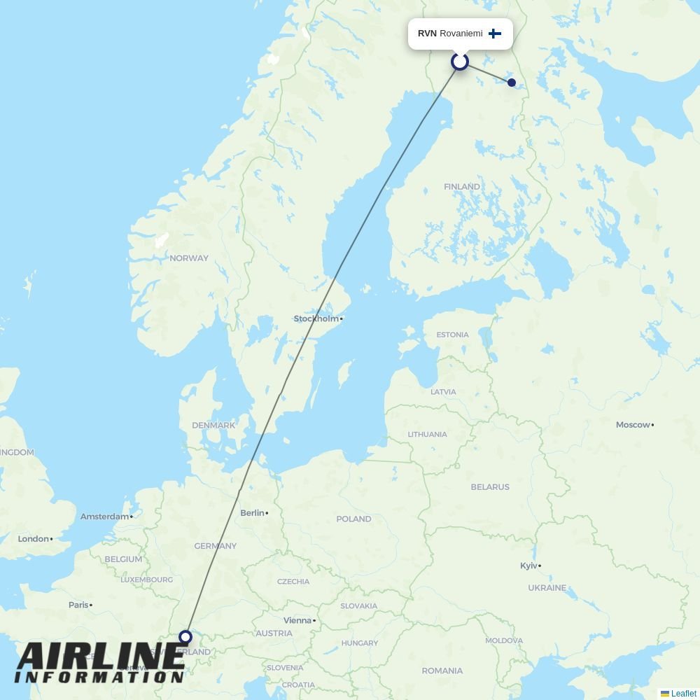 Edelweiss routes from RVN
