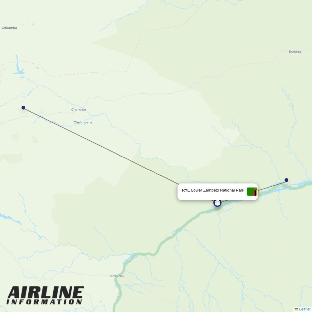 Proflight Zambia routes from RYL
