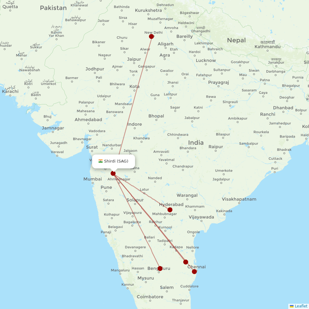 SpiceJet at SAG route map