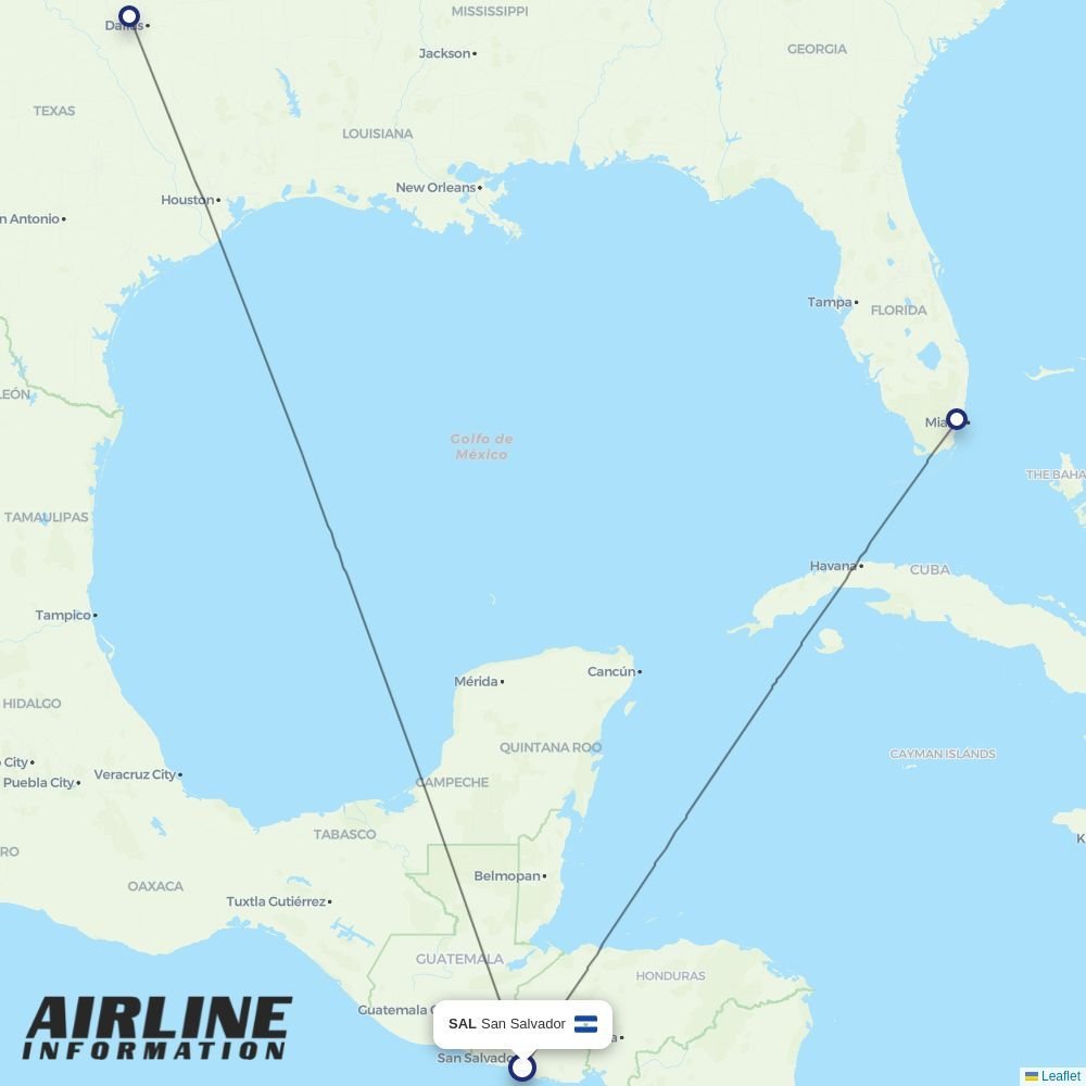 American Airlines routes from SAL