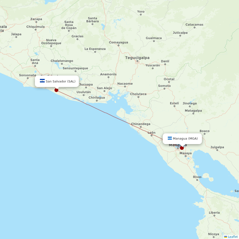 TACA at SAL route map