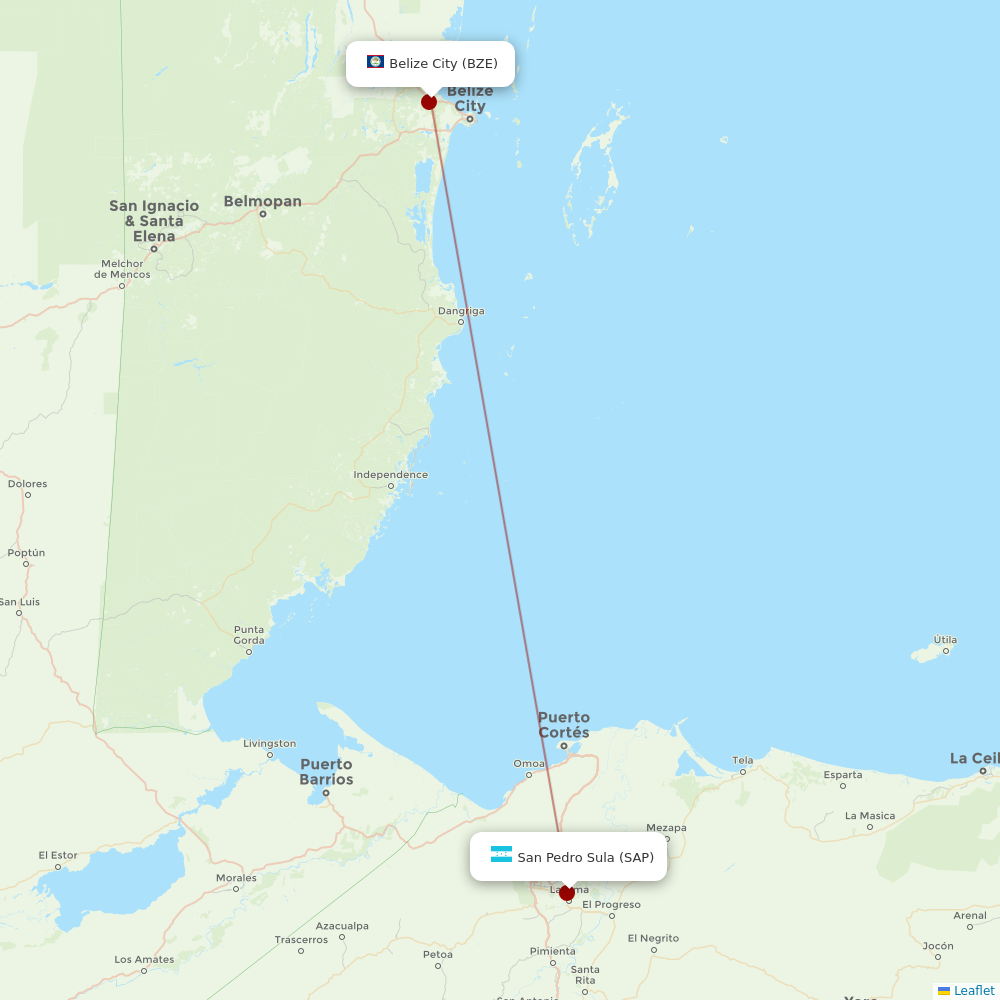 Tropic Air at SAP route map