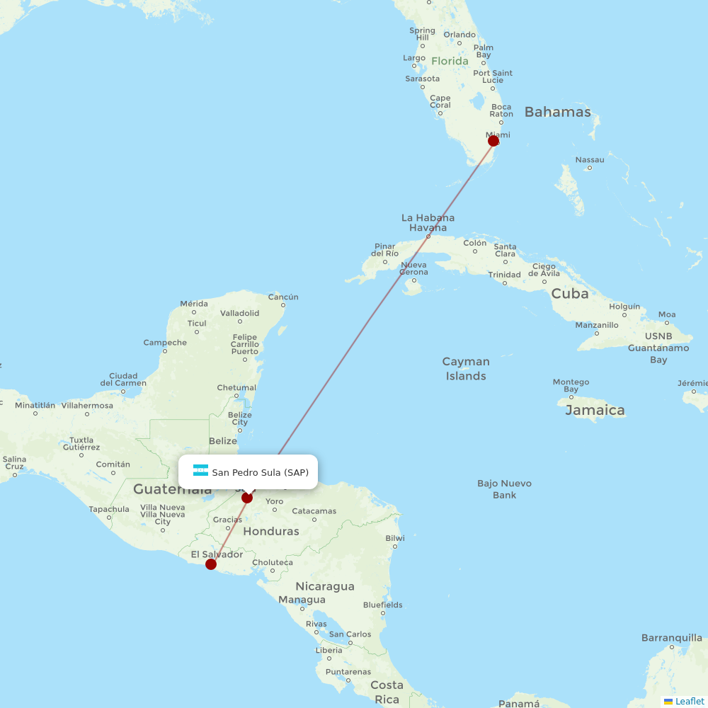 Aerolineas MAS at SAP route map