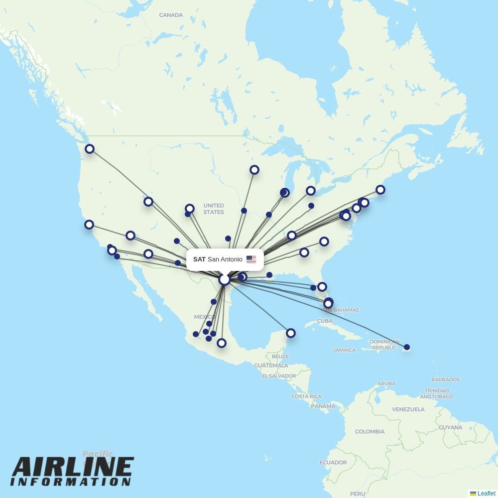 Sun Country Airlines routes from SAT