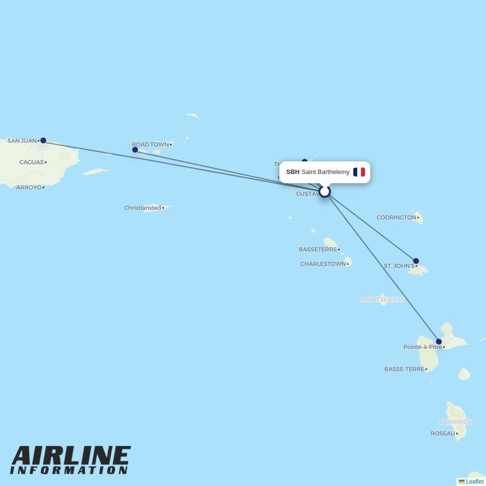 Saint Barth Commuter routes from SBH