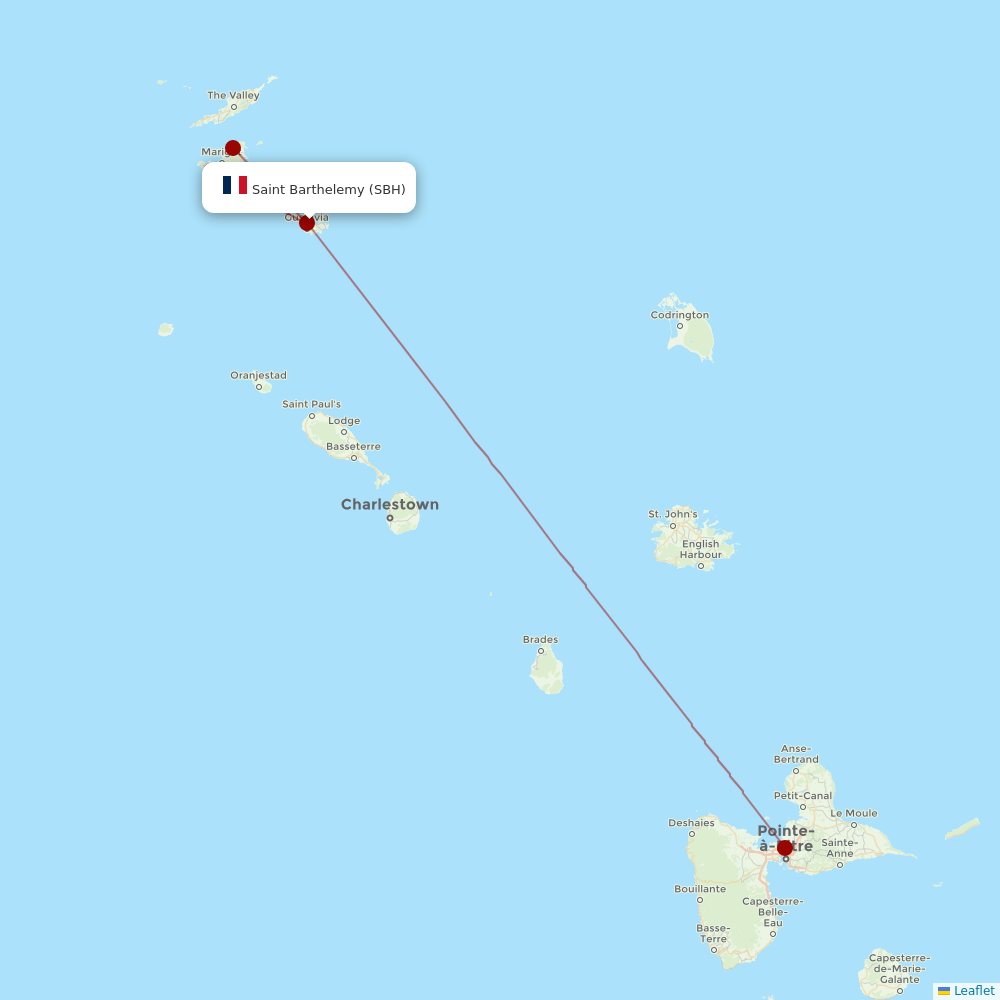 Saint Barth Commuter at SBH route map