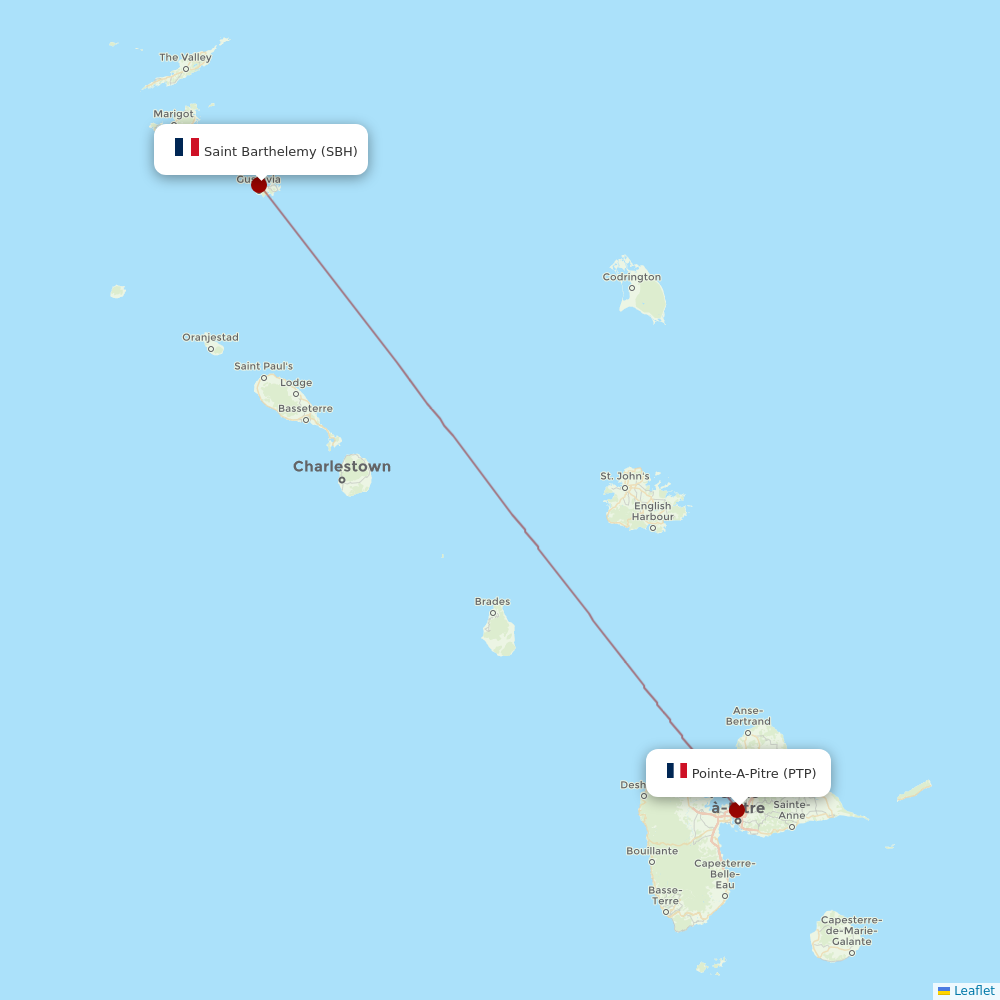 Air Caraibes at SBH route map