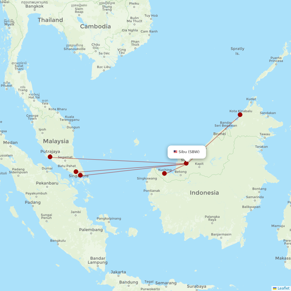AirAsia at SBW route map