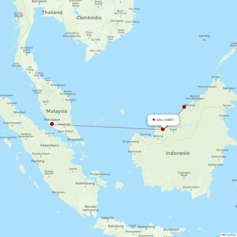 Malaysia Airlines at SBW route map