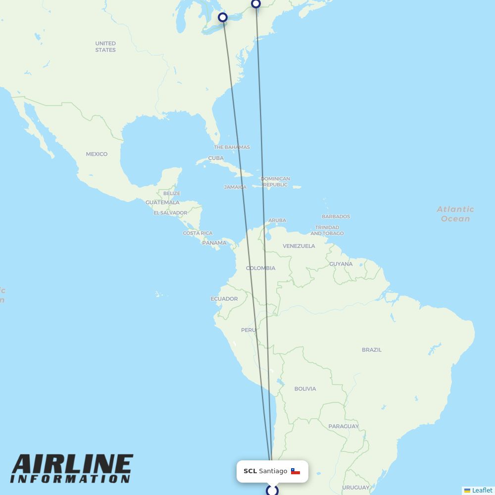Air Canada routes from SCL