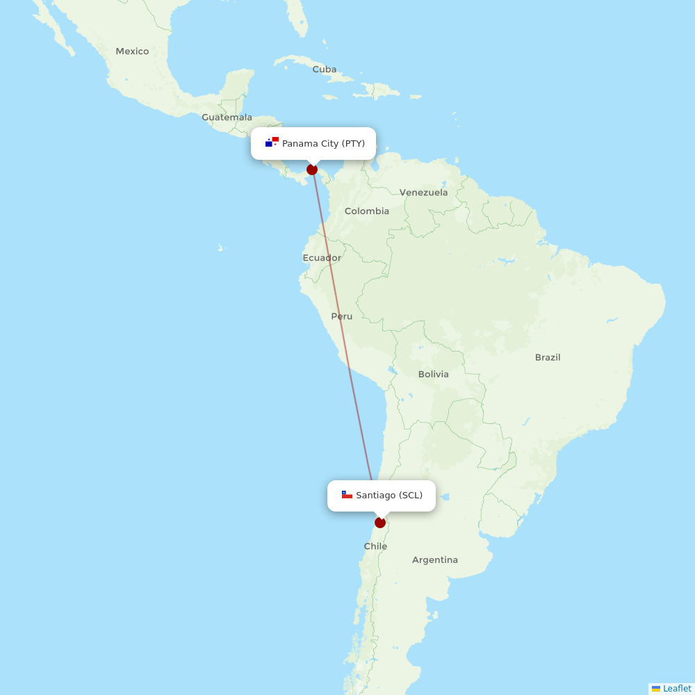 Copa Airlines at SCL route map