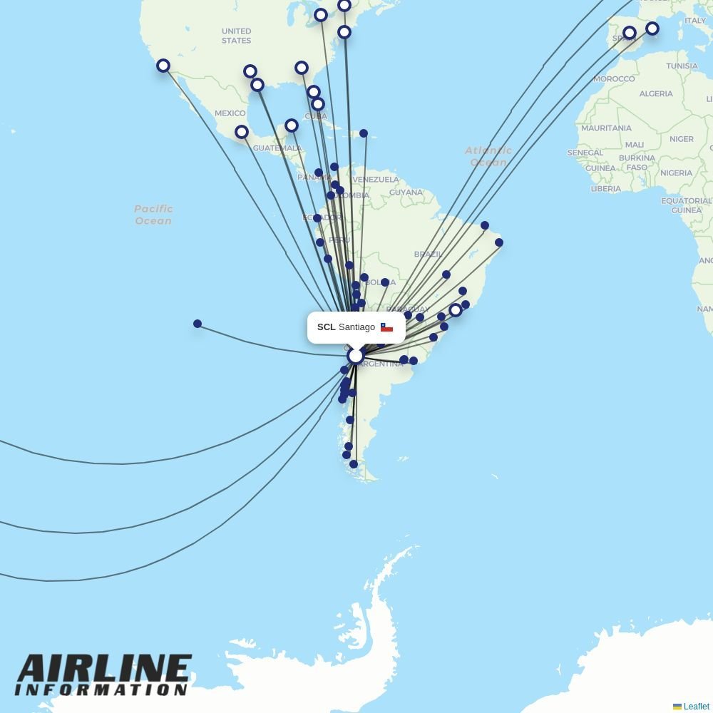 Sky Airline routes from SCL