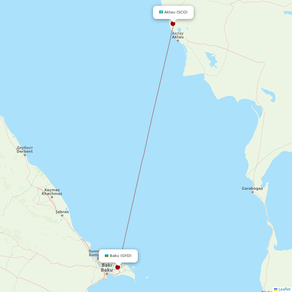 AZAL Azerbaijan Airlines at SCO route map