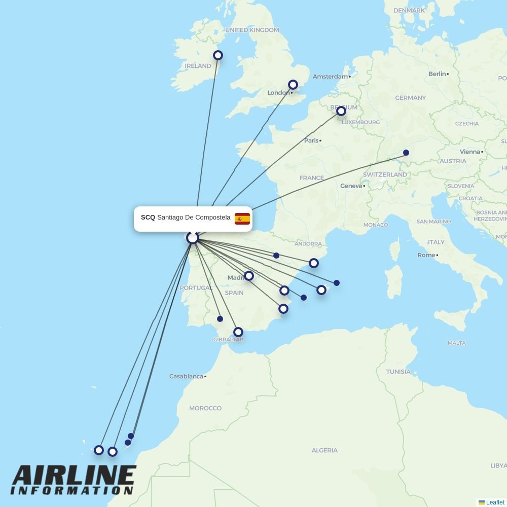 Ryanair routes from SCQ
