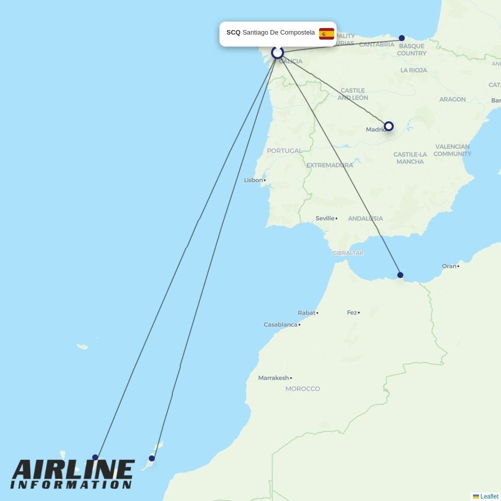 Iberia routes from SCQ
