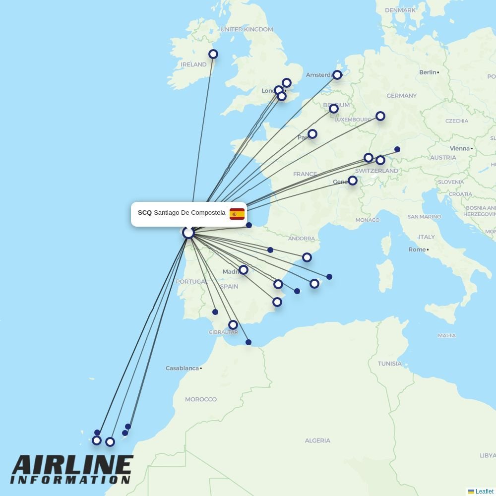 easyJet routes from SCQ